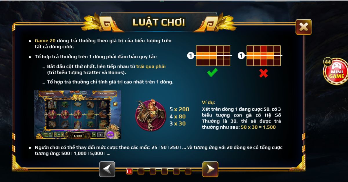 Luật chơi Sơn Tinh Thủy Tinh Go88